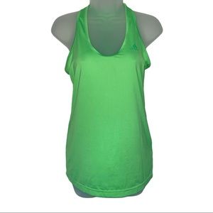Adidas Neon Green Ribbed Tank Top Athletic Workout